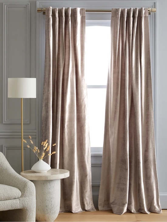 Quince Other - NWT QUINCE 1 48x84 Luster Velvet Curtain Silver 9791
